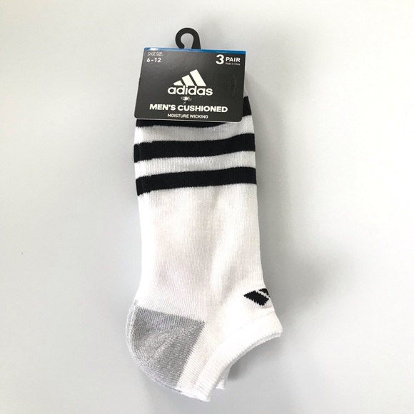 adidas Underwear & Socks Adidas Mens No Show Cushioned Socks 3 Pack